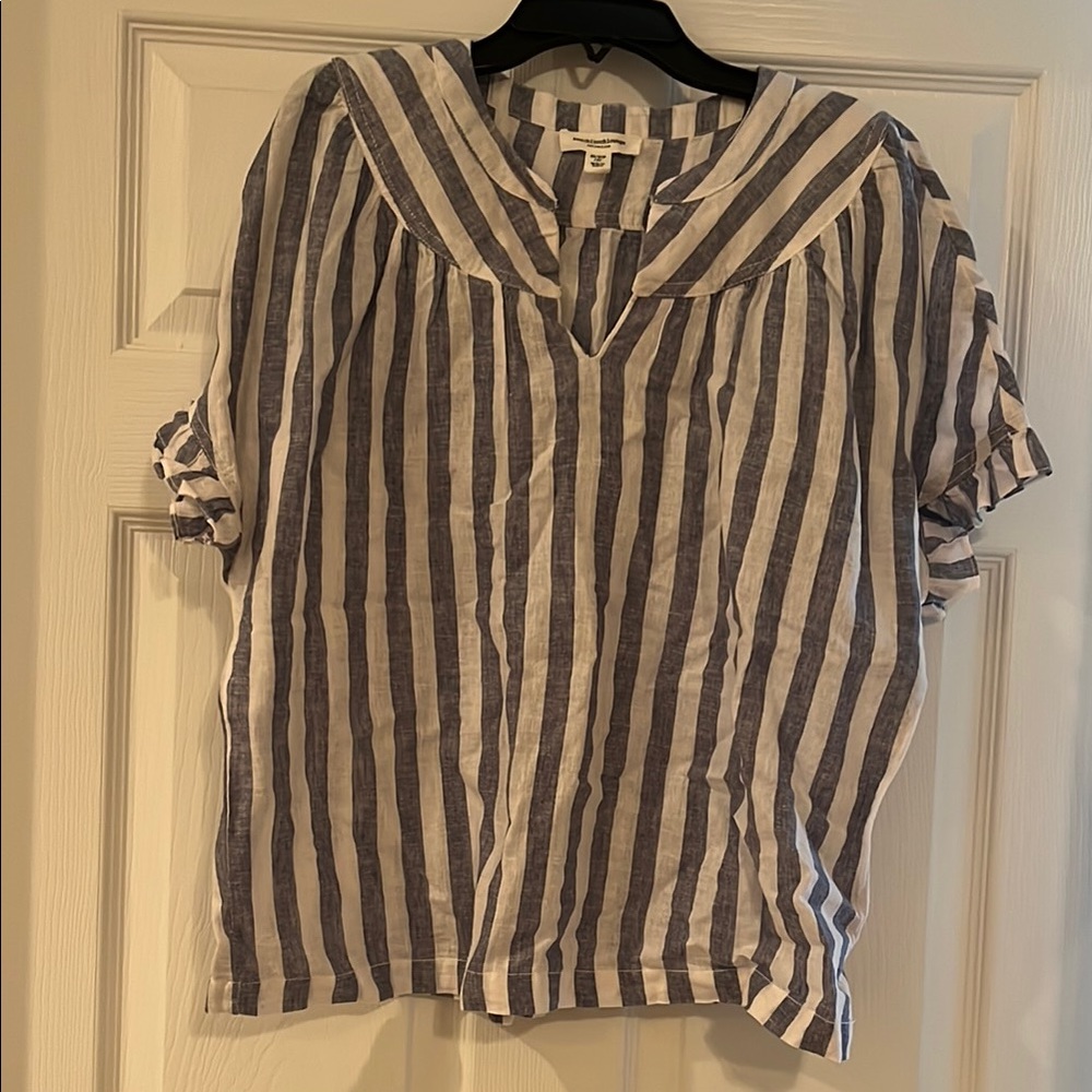 Striped Blue and White Blouse